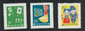 Korea;  Scott 287-289; 1958; Unused; NH; Complete Set