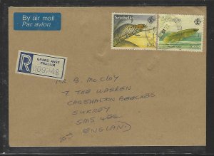 SEYCHELLES   (P0809B) 1996 FISH 3.5R+LIZZARD 10R REG A/M COVER GRAND ANSE PRASIL 