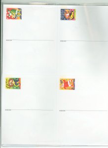 US UX404a 2003 Postal cards; sheet containing all 4 designs:  Scott #UX401-#UX404; Holiday music makers