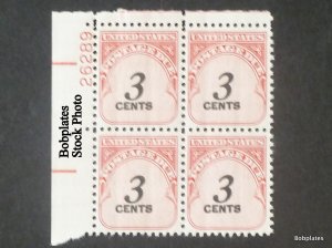 BOBPLATES #J102 Postage Due Plate Block F-VF NH DCV=$1 ~ See Details for #s/Pos