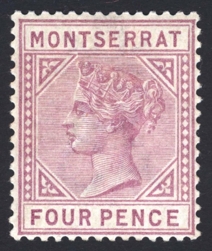 Montserrat 1884 4d Mauve DETACHED TRIANGLE SG 12a Sc 10v LMM/MLH Cat £350($455)