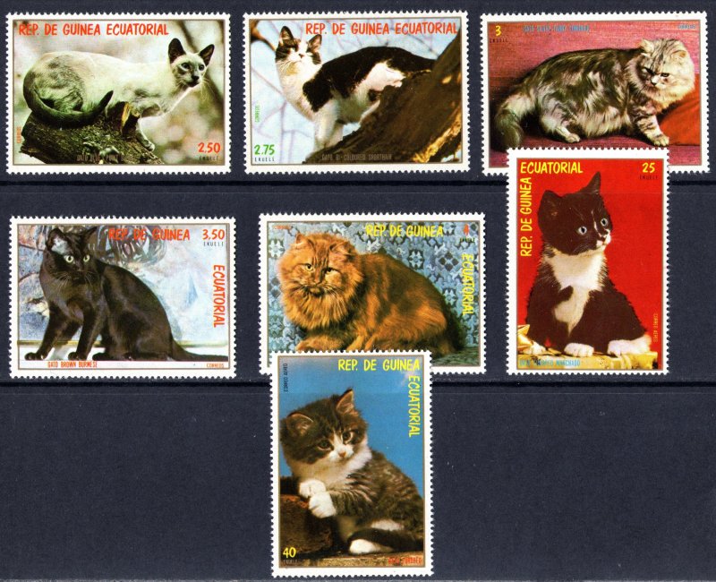 Equatorial Guinea 1978 Mi#1394/1400 DOMESTIC CATS Set (7) MNH