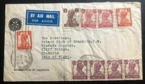 1949 Calcutta India Rotary Club Airmail Cover To Shanklin Isle Of Wight