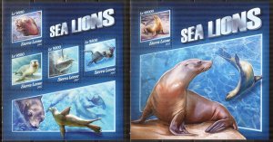 Sierra Leone 2017 Marine Life Sea Lions sheet + S/S MNH
