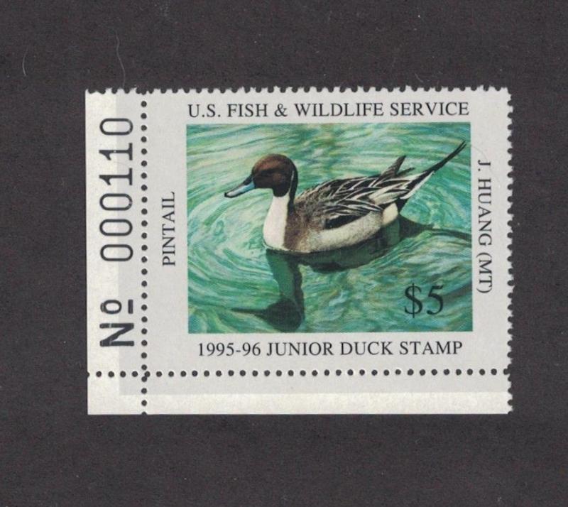JDS3 - Junior Federal Duck Stamp. Plate Numbered Single. MNH. OG. #02 JDS3PNSBL