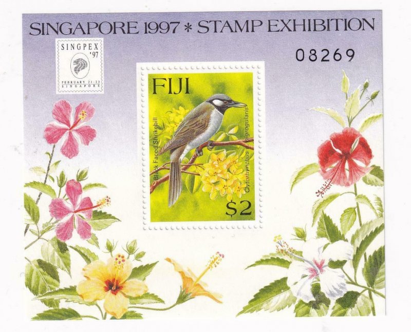 FIJI 1997 STAMP BIRDS,FLOWERS S/SHEET. MNH