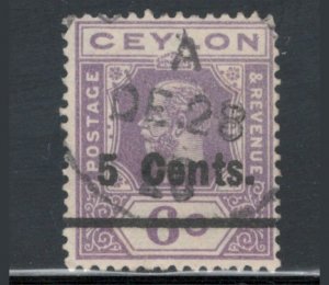 Ceylon 1926 King George V Surcharge 5c on 6c Scott # 249 Used