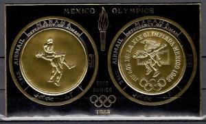 Manama, Mi cat. 841 & 843, BL165 B. Munich Olympics Gold Foil, IMPERF s/sheet.