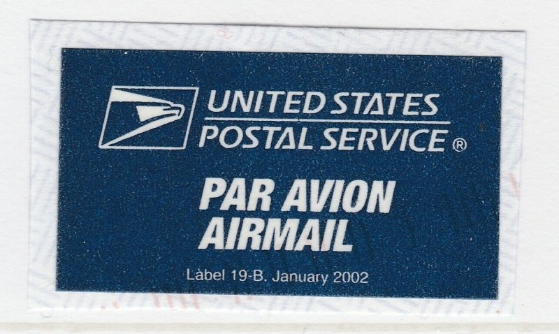 Air Mail US Postal Service 2002 Label On Piece A20P39F2551