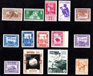 1930-35 SOMALIA AND OTHER COLONIES, 14 Overprint Values WISE MNH/**