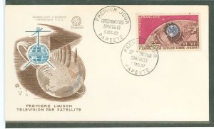 French Polynesia C29 1962 50fr airmail (single) on an unaddressed cacheted first day cover/Telstar satellite, space.