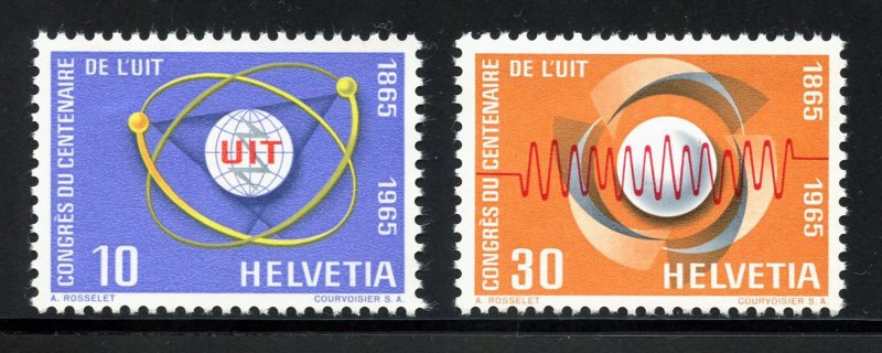 Switzerland 471-72 MNH,   ITU Centennial Set from 1965.