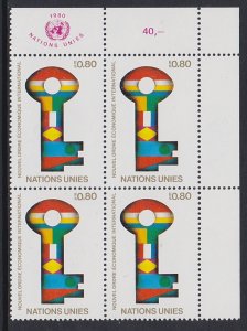 89 United Nations Geneva 1980 Economic Order Inscription Block MNH