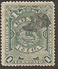 Costa Rica 1892 Sc #35 Escudo 1c. used.