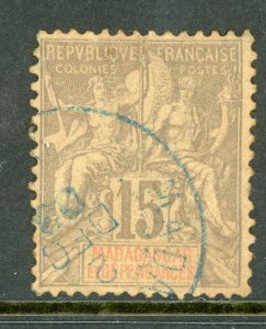 Madagascar 1900 French Colony 15¢ Scott # 36 VFU I263