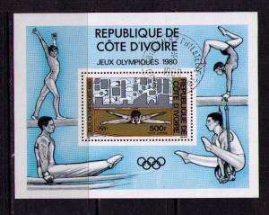 IVORY COAST Sc# 527 USED FVF SS Olympics Gymnastics 1980