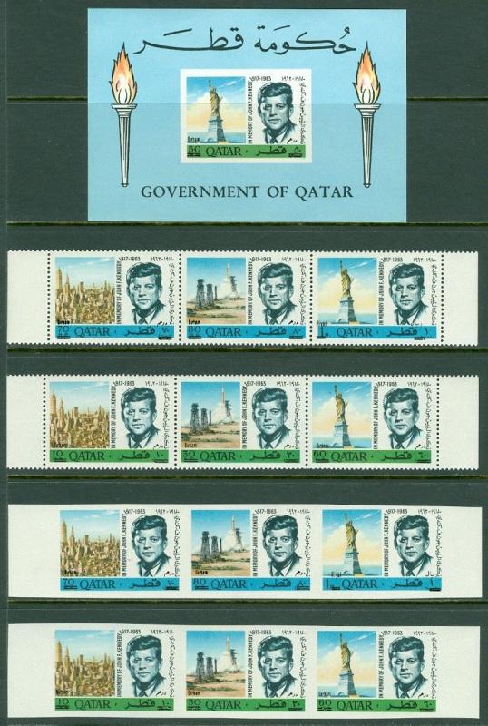 EDW1949SELL : QATAR 1966 Sc #119-119A Perf & Imperf Also 119B Scarce Ovpts VFMNH