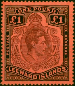 Leeward Islands 1945 £1 Brown-Purple & Black-Salmon SG114b V.F MNH