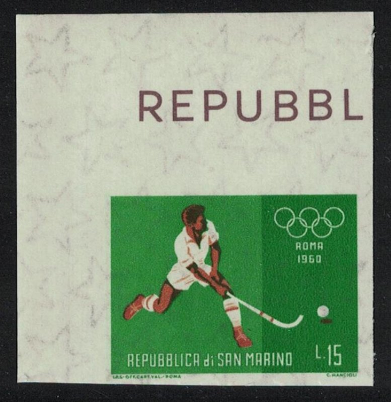 San Marino Hockey Olympic Games 1960 Imperf SG#MS616-3 MI#677 CV£3.25