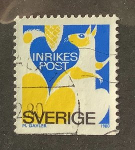 Sweden 1980 Scott 1323 used - Discount Stamps, Squirrel