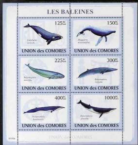 Comoro Islands 2009 Whales perf sheetlet containing 6 val...