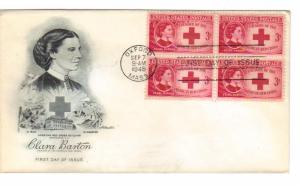 US #967 (Me-19) 3c Clara Barton blk 4 on FDC Artmaster cachet ECV $5.50