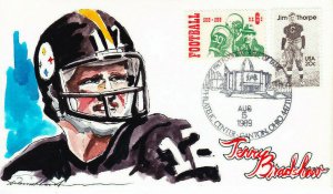 Wild Horse Hand Painted Football NFL Hall of Fame Terry Bradshaw Steelers 1989