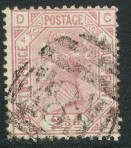 GREAT BRITAIN USED IN TURKEY 1875 2 1/2d QV PLATE 4 Sc 66 w SMYRNA F87 Cxl