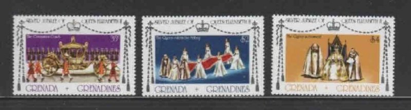 GRENADA GRENADINES #213-215 1977 REIGN OF QEII 25TH ANNIV. MINT VF NH O.G a+