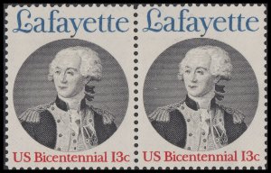 US 1716 Lafayette 13c horz pair (2 stamps) MNH 1977