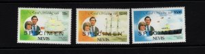 Nevis #135/137/139 VFMNH Royal Wedding  set overprinted Specimen