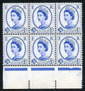 SG593 4d Ultramarine 2nd Graphite U/M Block 6 (eBay 1)