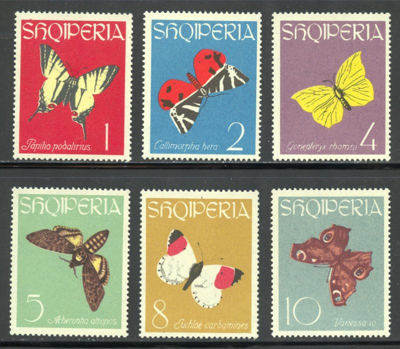 Albania Scott 691-96 MNHOG - 1963 Butterflies and Moths - SCV $15.60