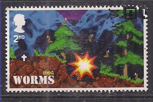 GB 2020 QE2 2nd Video Games ' Worms 1995 ' Ex Fdc SG 4313 (M302 )