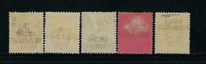 BRITISH BECHUANALAND SCOTT #33-37 1891-94 OVERPRINTS- MINT HINGED