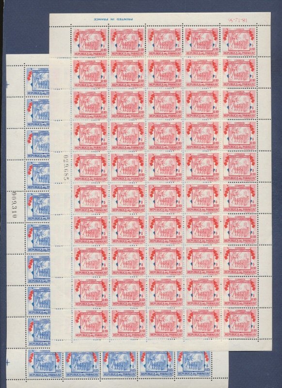 PARAGUAY  - Scott 509-510 - MNH full sheets, some perf seps - 1957