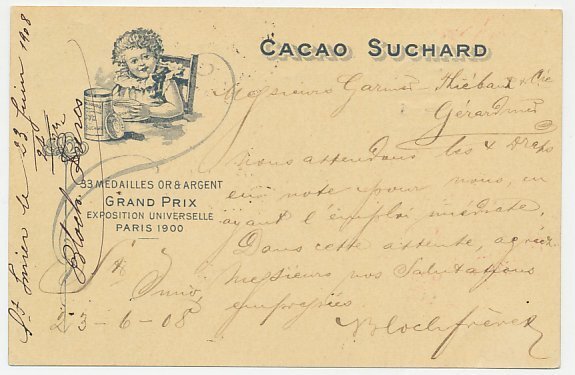 Postal stationery Switzerland 1908 Cacao Suchard