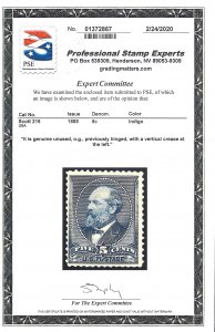 216 Mint,OG,XLH... PSE Cert... SCV $200.00