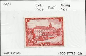 Saar #249 Mint Hinged Cat $3.25 E 04156