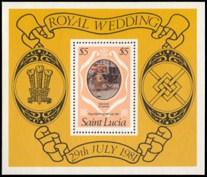 Saint Lucia 546, MNH, Charles and Diana Royal Wedding souvenir sheet