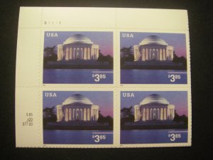 Scott 3647, $3.85 Jefferson Memorial, PB4 #B1111 UL, MNH Priority Beauty