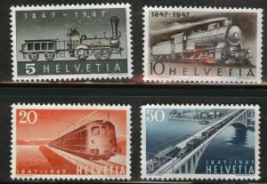 Switzerland Scott 308-311 Mint No Gum Thinned train set