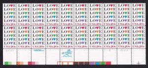 Scott #2072 Love Hearts Plate Block of 20 Stamps - MNH