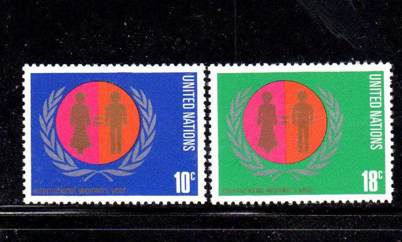 UNITED NATIONS #258-259  1975 INTERNATIONAL WOMANS YEAR       MINT VF NH O.G   b