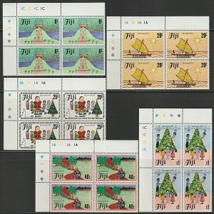 EDSROOM-O8654 Fiji 518-522 MNH 1984 Complete Blocks of 4 Christmas CV$11