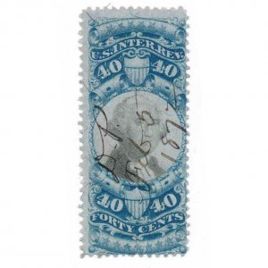 1871 R114 40c Second Issue, Blue & Black, Washington, Internal Revenue Stamp