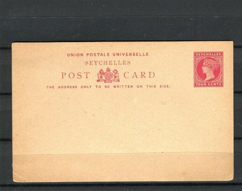 SEYCHELLES; 1890s early classic QV Mint Postal Stationary Card