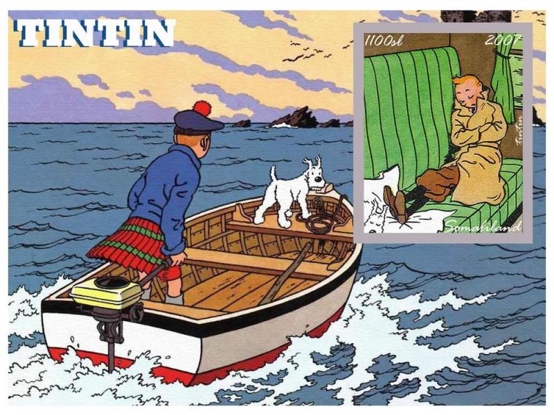 SOMALILAND SHEET IMPERF ANIMATION TINTIN