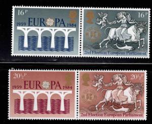 Great Britain Scott 1053-1056 MNH** Europa 1984 set in pair format