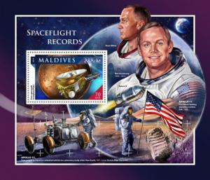 MALDIVES 2016 SHEET SPACEFLIGHT RECORDS SPACE GAGARIN ASTRONAUTS mld161104b